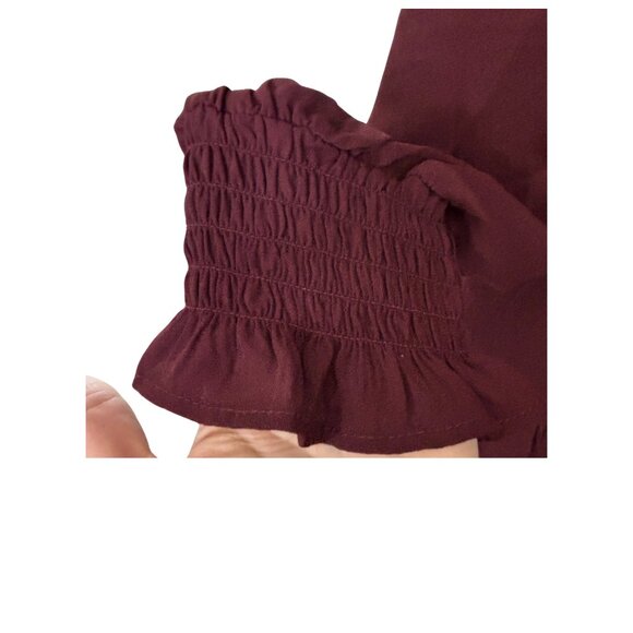 Nearly New Torrid Ruffle Georgette Long Sleeve Tunic Blouse in Winetasting Sz 3x - Picture 7 of 8